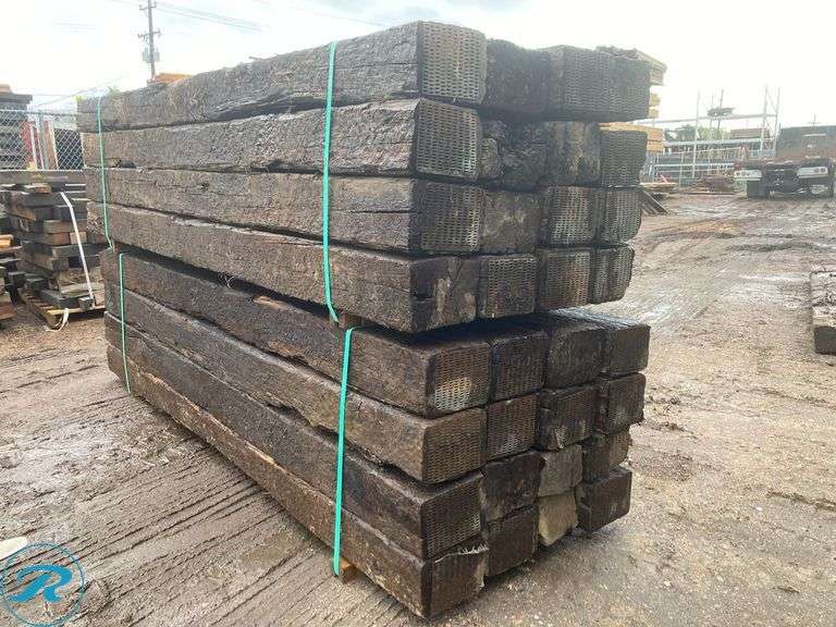 (32) Very Hard To Find Hard Wood Premium Reclaimed Solid Railroad Ties, Hight Quality 9-Ft - Roller Auctions