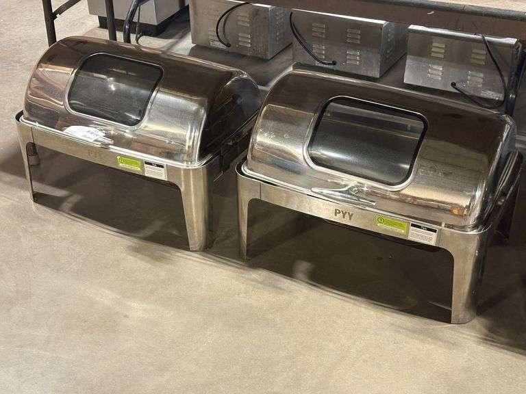 (2) PYY Roll Top Chafing Dishes with Inserts and Fuel Holders