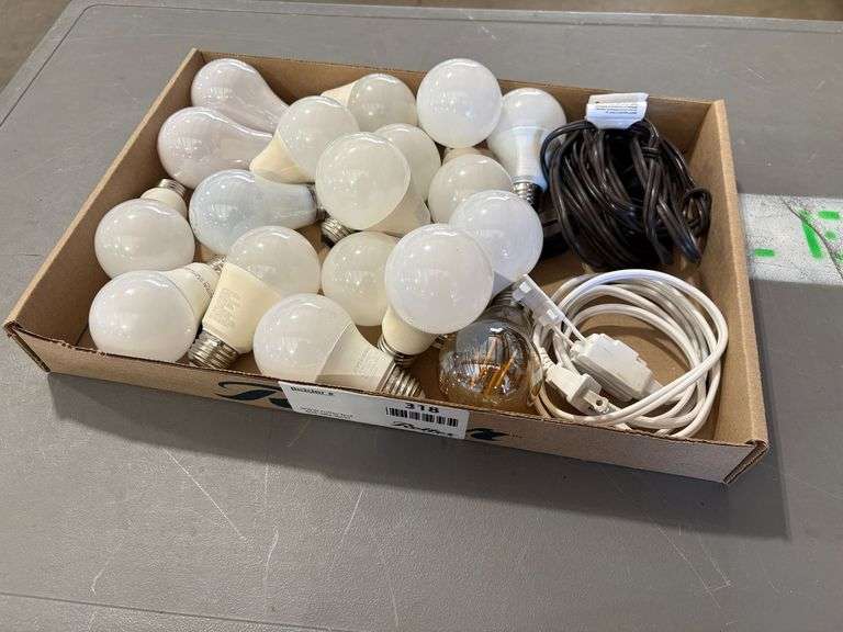 Assorted Light Bulbs and Extension Cords