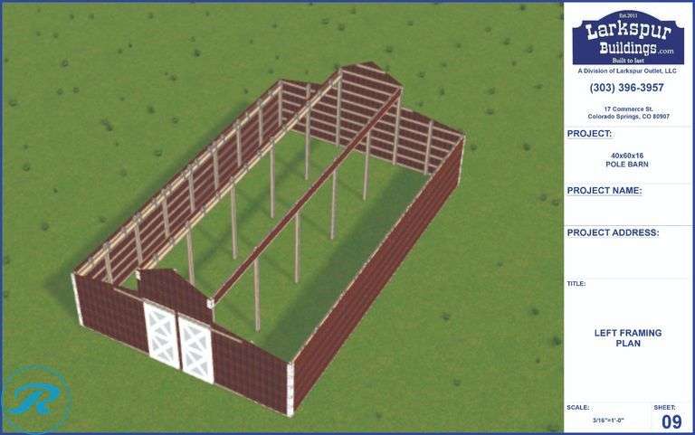 DIY KIT: ASSEMBLY REQUIRED: 40x60x16 Pole Barn Kit - Complete Package -"Larkspur Buildings Provide Professional Square Alignment And Structural Opening For Only $2900 And Professional Trusses Installation For Only $2900"- Trusses, Framing, Metal Siding & Roofing Included. Code compliance for 35 Snow load (Can upgrade for additional cost) - Roller Auctions