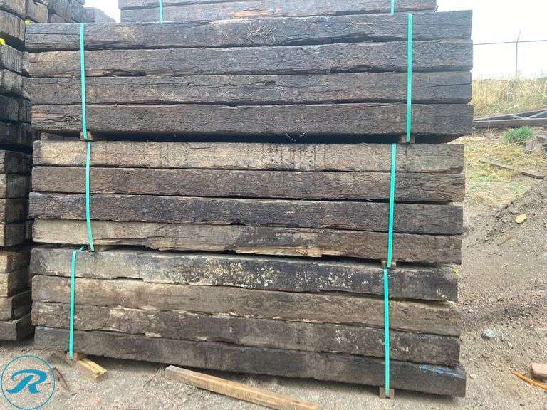 (48) Very Hard To Find Hard Wood Premium Reclaimed Solid Railroad Ties, Hight Quality 9-Ft - Roller Auctions