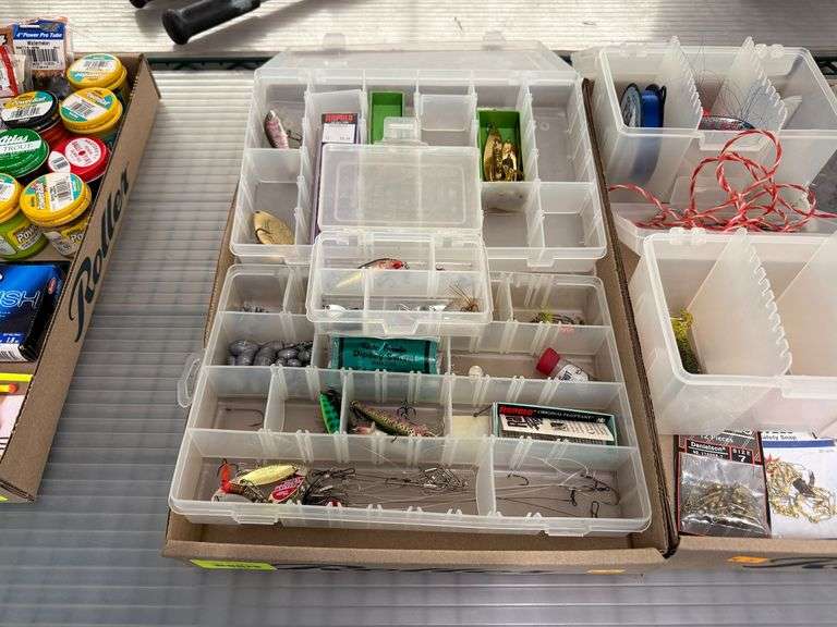 Fishing Tackle Boxes with Assorted Lures, Hooks, Weights, Accessories, and Tools - Roller Auctions