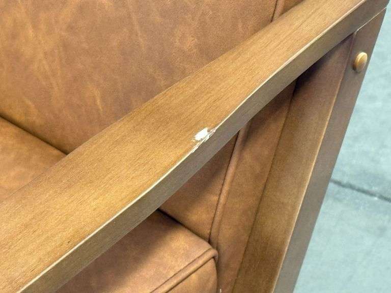 Mid-Century Style Faux Leather Armchair With Wooden Frame - Roller Auctions