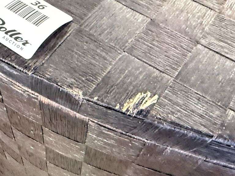 Black Woven Rectangular Hamper with Lid, Top Damaged - Roller Auctions