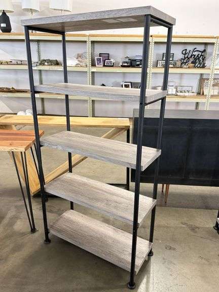 Metal Frame Wood Shelf Bookcase, 32in x 13.5in