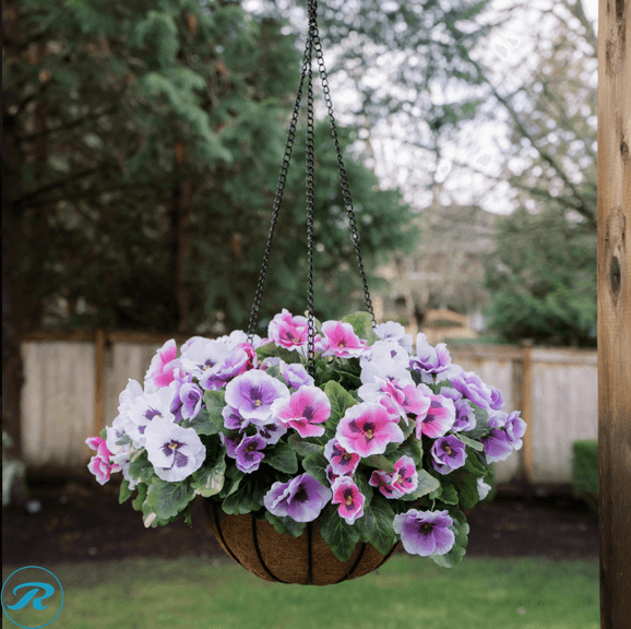 CGH FAUX UV Resistant Pansy Hanging Basket - New - Roller Auctions