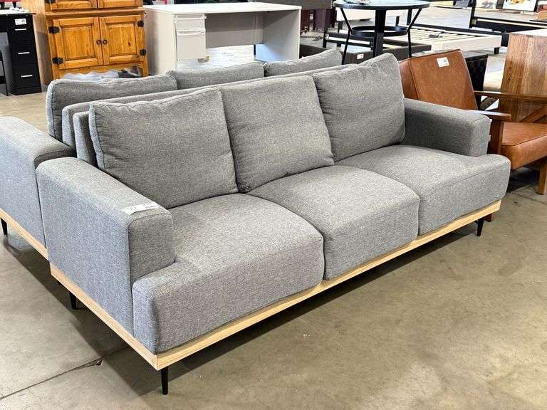 (2) Modern Gray Fabric Sofas, 78in