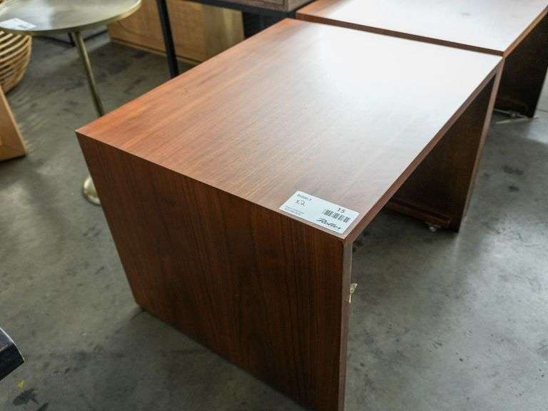 (2) Wood Veneer Rectangular Tables on Casters, 22” x 27” - Roller Auctions
