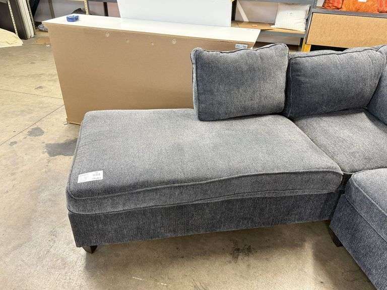 2-Section Gray Upholstered Sectional Sofa, 78in x 72in - Roller Auctions