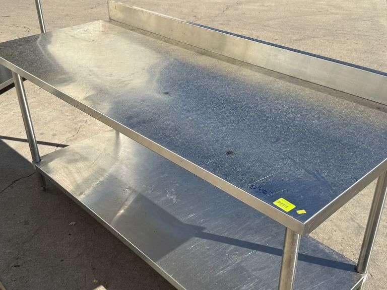Stainless Steel Work Table With Backsplash, Undershelf, 72" x 30" - Roller Auctions
