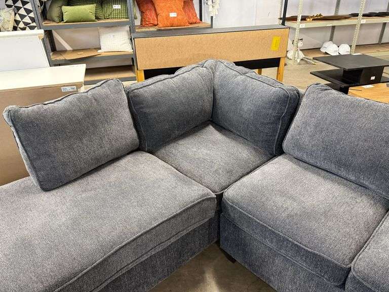 2-Section Gray Upholstered Sectional Sofa, 78in x 72in - Roller Auctions