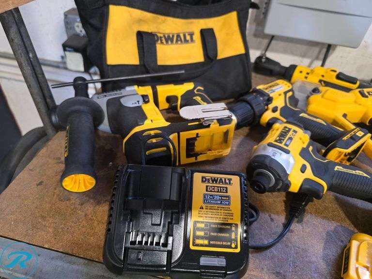 (9) Dewalt 20V Cordless Power Tools with Charger and (2) Batteries - Roller Auctions