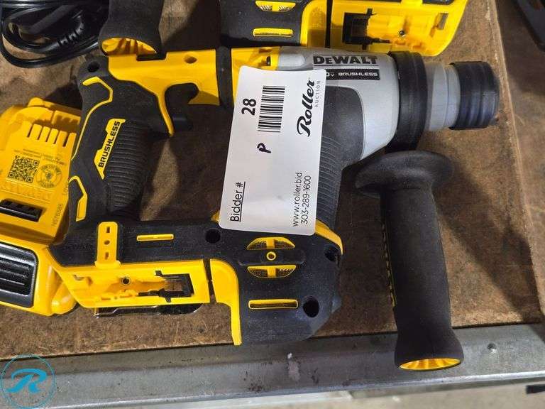 (2) Dewalt DCH172 Rotary Hammers, 20V Max, Brushless, With Battery, Charger, And Bag - Roller Auctions
