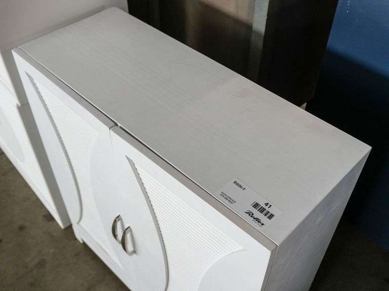 Two-Door Storage Cabinet with Textured Panels and Adjustable Shelf, 30” x 12” - Roller Auctions