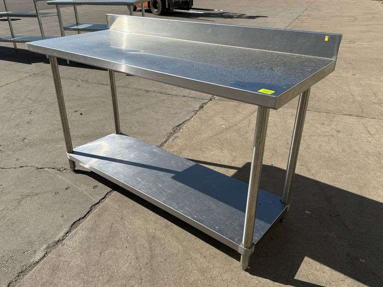 Stainless Steel Work Table With Backsplash, Undershelf, 60" x 24"