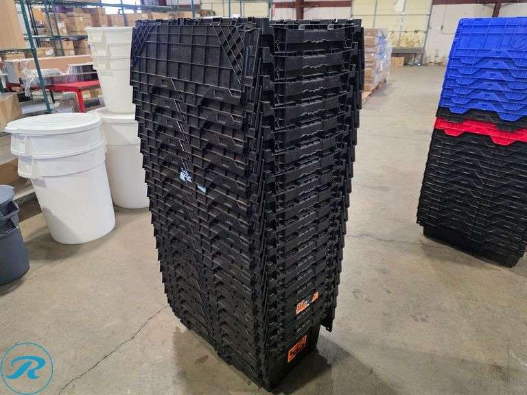 (16) Plastic Stackable Storage Totes - Roller Auctions