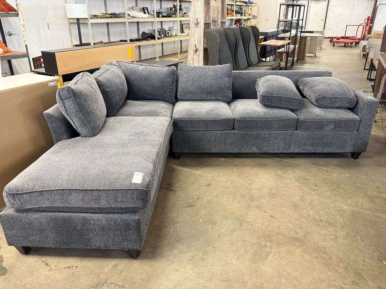 2-Section Gray Upholstered Sectional Sofa, 78in x 72in