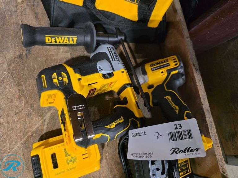 DeWalt DCF809 20V Cordless Impact Driver, DCH172 20V Rotary Hammer, Battery, Charger, Bag - Roller Auctions