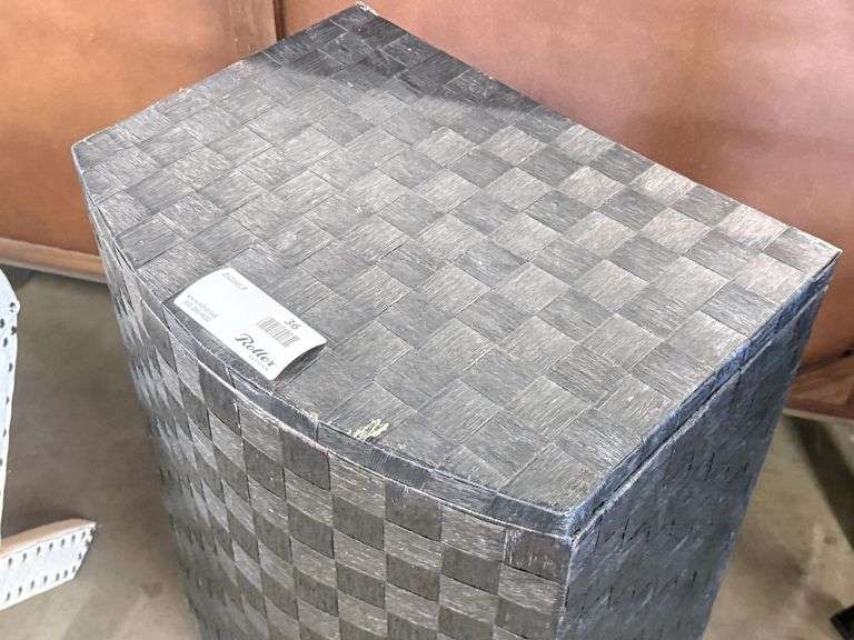 Black Woven Rectangular Hamper with Lid, Top Damaged - Roller Auctions