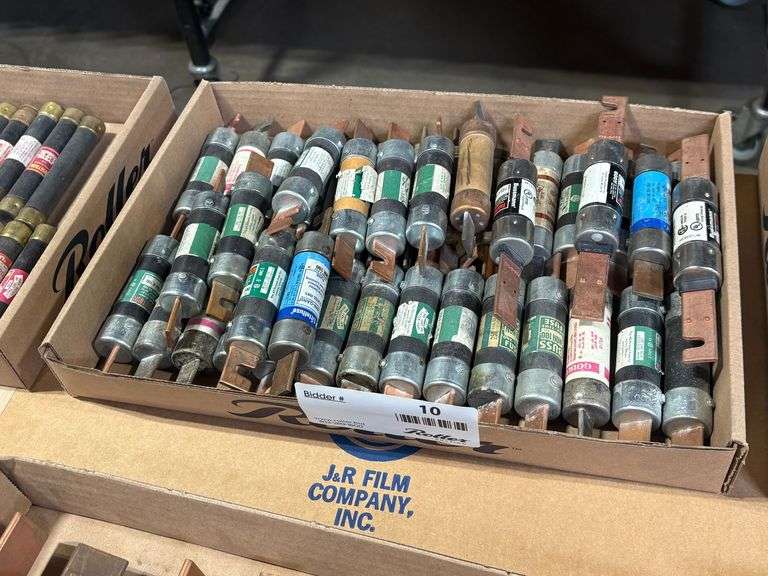 Tray of Assorted Fuses: Fusetron, Gould, Shawmut, and Ferraz