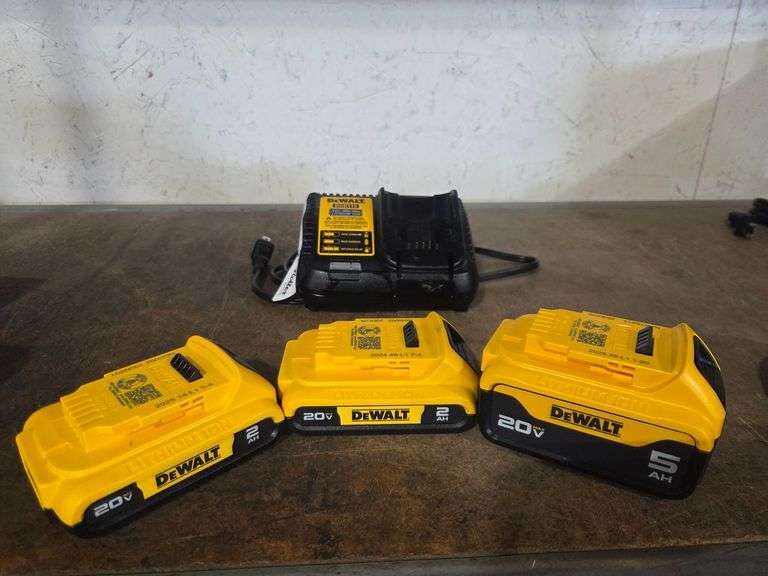 DeWalt DCB115 Charger With 20V Lithium Ion Batteries (3), 2Ah and 5Ah