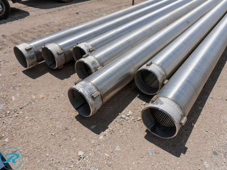 (7) Stainless Steel Sections of Pipe, 20' Long and 12" Diameter - Roller Auctions