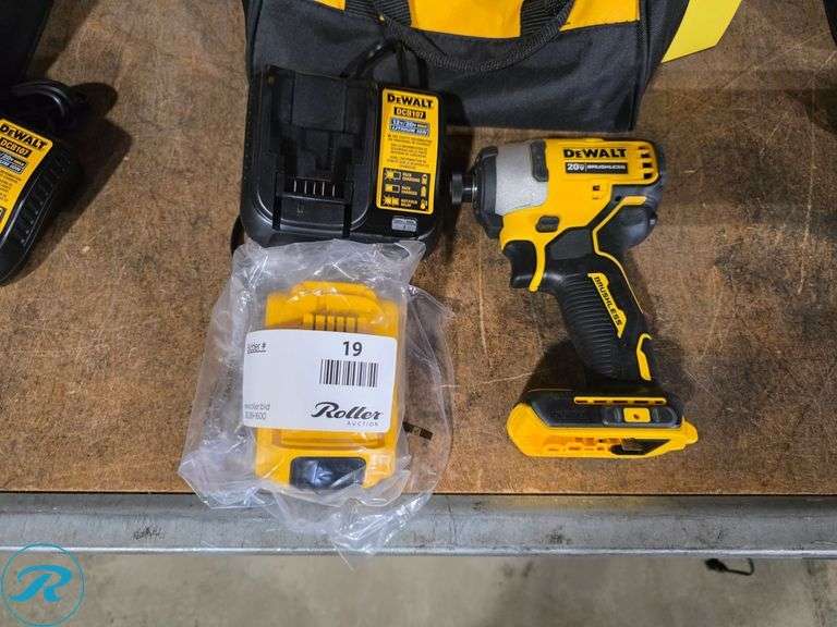 Dewalt DCF809 20V Cordless Impact Driver, Charger, Battery, and Bag - Roller Auctions
