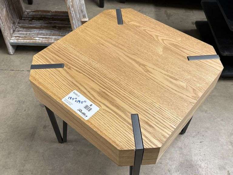 Wood and Metal Accent Table, 19.5" x 19.5" - Roller Auctions