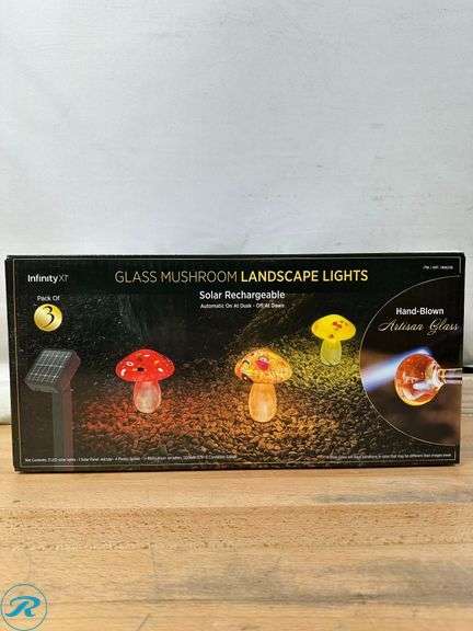 Infinity X1 Glass Solar Mushroom Landscape Lights - Like New/Open Box