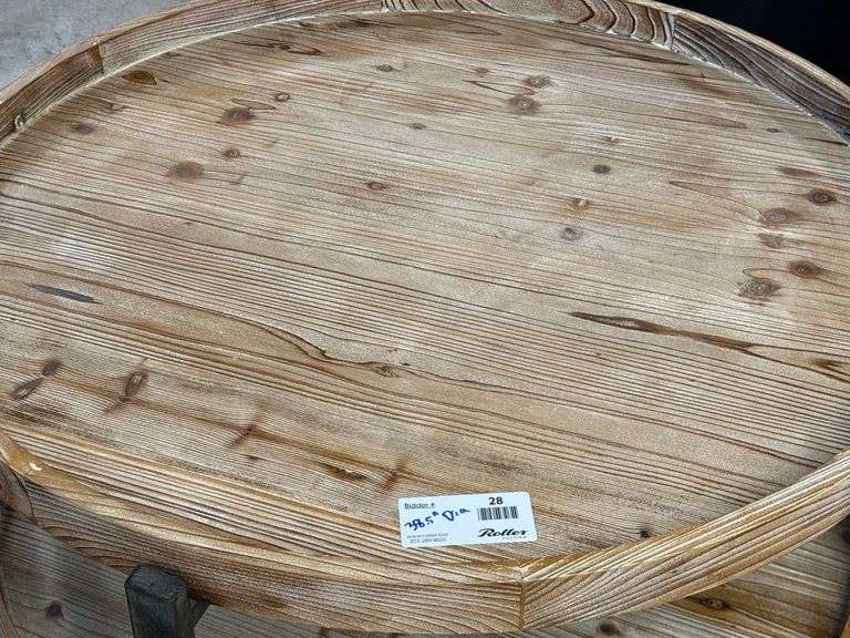 Round Two-Tier Wood and Metal Coffee Table, 38.5in Diameter - Roller Auctions
