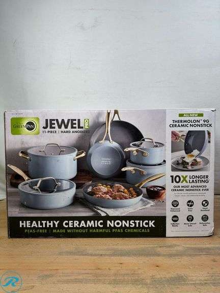 GreenPan Jewel Pro 11pc Cookware Set Blue - New/open Box - Roller Auctions