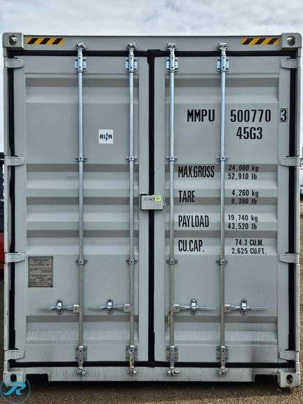 New 2026 40' Steel Storage Container, High Cube, 9'6" H X 8' W, (4) Double Door Side Openings (Damaged Roof) - Roller Auctions
