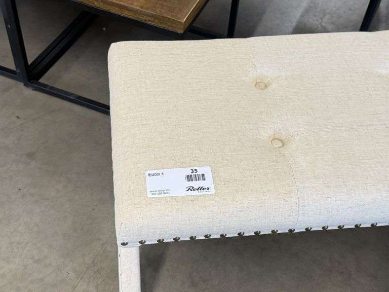 Upholstered Bench, Tufted Top, Nailhead Trim, 42in Long - Roller Auctions