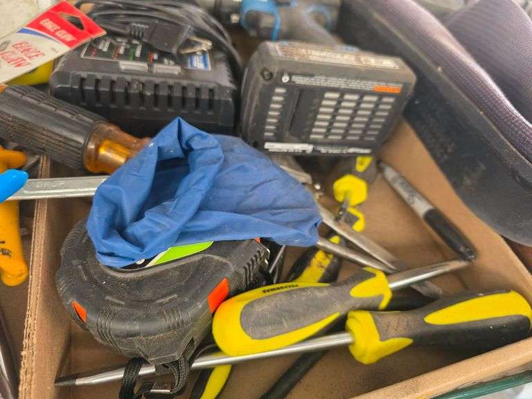Hercules 20V Cordless Drill, Husky Precision Screwdriver Set, Hand Tools, Tool Bag, Chargers - Roller Auctions