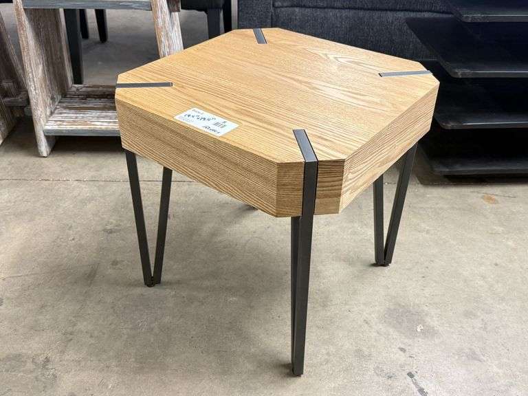 Wood and Metal Accent Table, 19.5" x 19.5"