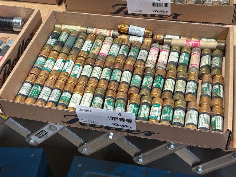 Tray of Assorted Fuses: Littelfuse, Fusetron, and Edison Cartridge