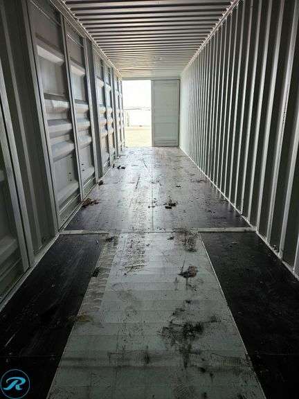 New 2026 40' Steel Storage Container, High Cube, 9'6" H X 8' W, (4) Double Door Side Openings (Damaged Roof) - Roller Auctions
