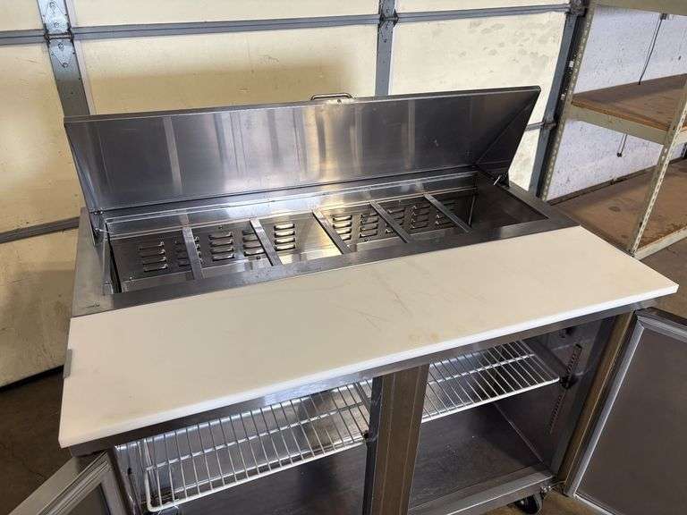 Avantco 178SSPT48HC Two-Door Refrigerated Sandwich Prep Table with Casters - Roller Auctions