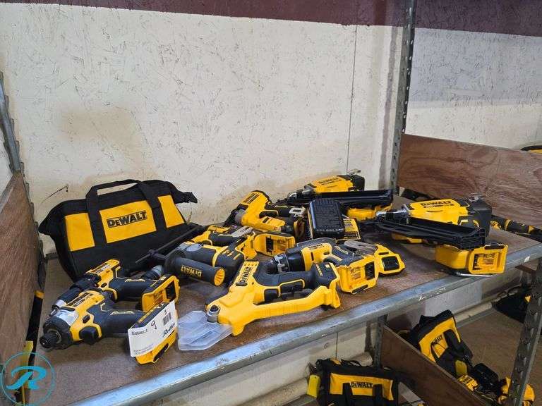 (9) Dewalt 20V Cordless Power Tools with Charger and (2) Batteries