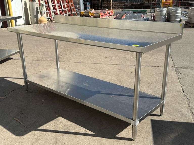 Stainless Steel Work Table With Backsplash, Undershelf, 72" x 30"