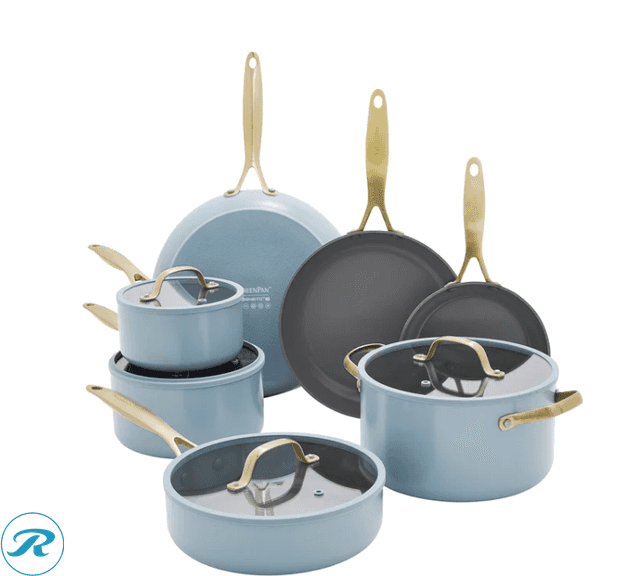 GreenPan Jewel Pro 11pc Cookware Set Blue - New/open Box
