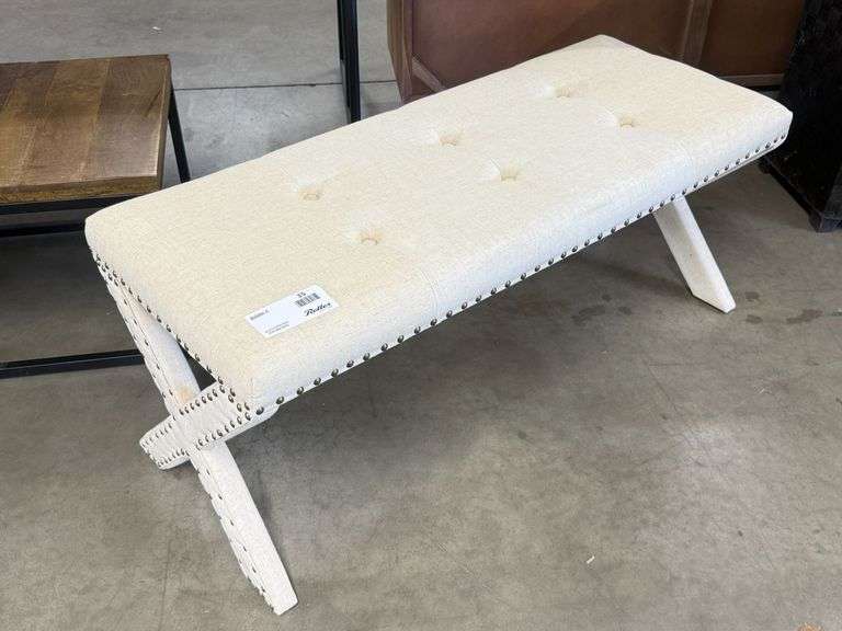 Upholstered Bench, Tufted Top, Nailhead Trim, 42in Long