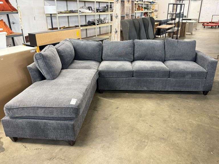 2-Section Gray Upholstered Sectional Sofa, 78in x 72in - Roller Auctions