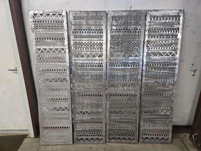 (4) Decorative Grate Panels with Geometric Cutout Patterns, 72" x 18"