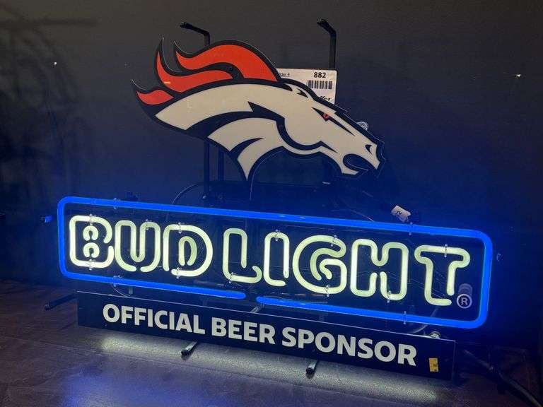 Bud Light Neon Sign, Denver Broncos Logo