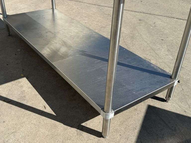 Stainless Steel Work Table With Backsplash, Undershelf, 72" x 30" - Roller Auctions