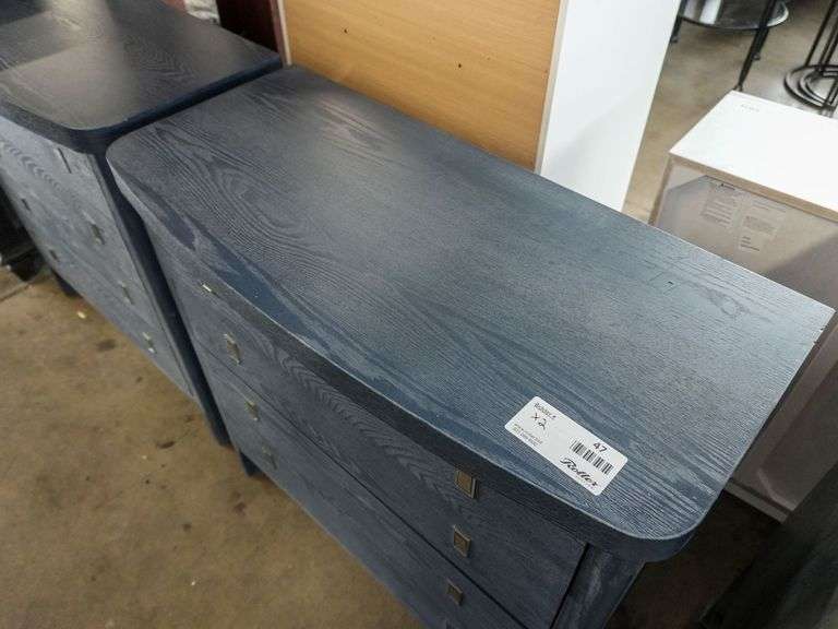 (2) Crystil 92311 Blue Wood Dressers With Three Drawers, 36” x 16.5” - Roller Auctions