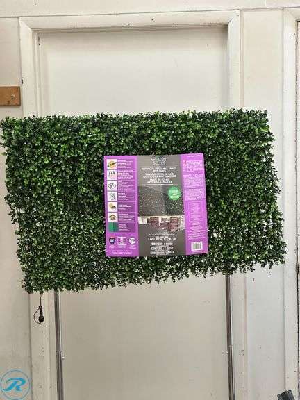 Golden Select:  Boxwood Artificial Hedge Panel with Lights- New - Roller Auctions