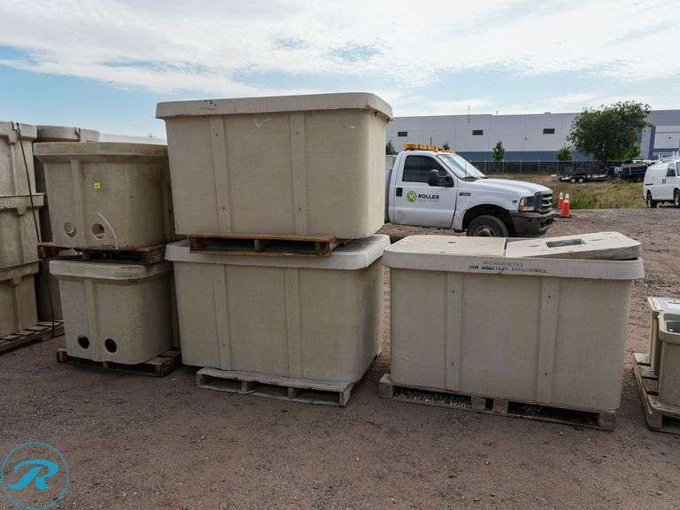 (5) Polymer Concrete Enclosure Boxes, (3) 60" L x 40" D x 36" H and (2) 60” L x 32” D x 30” H