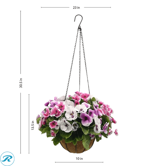 CGH FAUX UV Resistant Pansy Hanging Basket - New